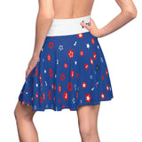 Patriotic Star Confetti Skater Skirt — Blue Red White AOP