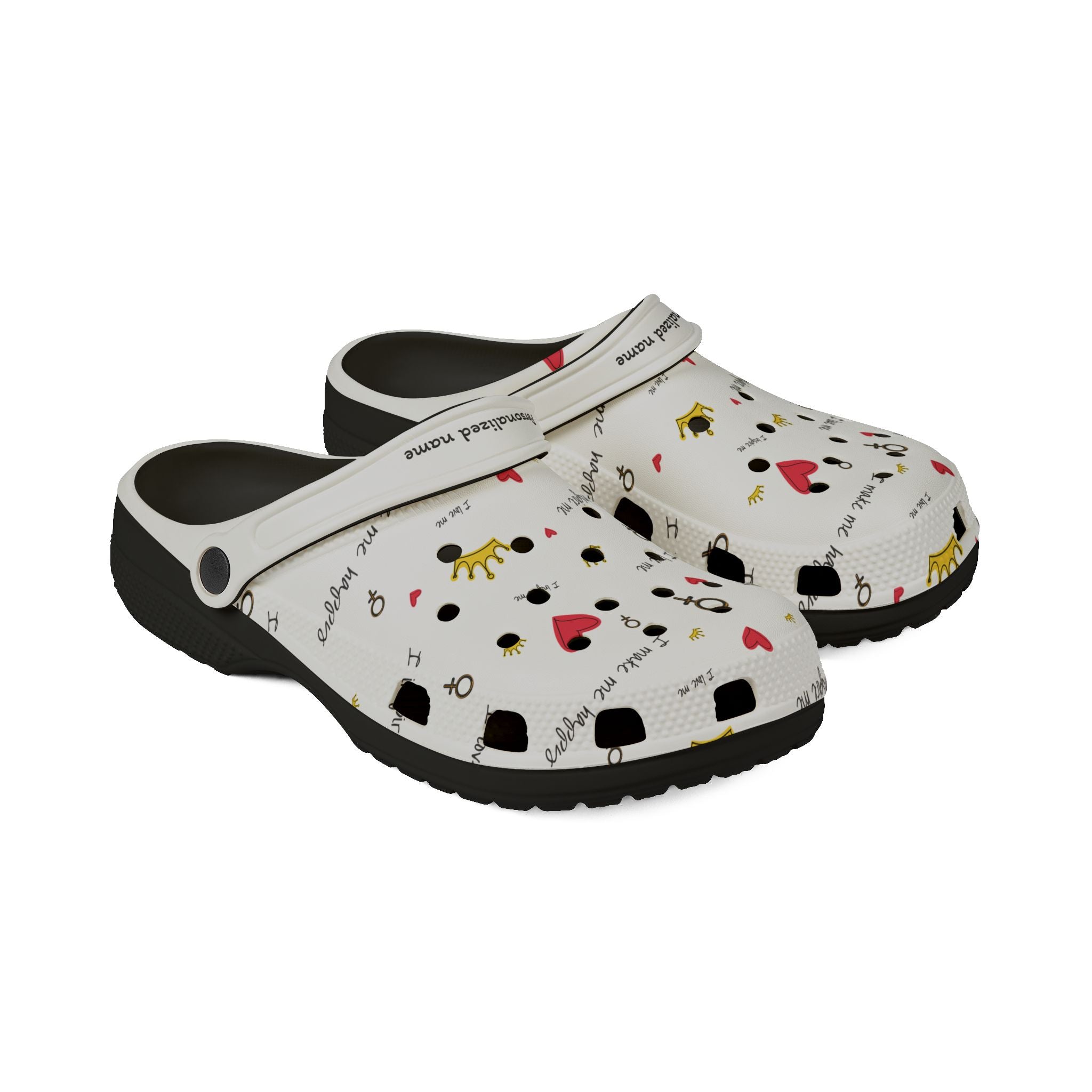 Women's Cute Patterned EVA Clogs — Hearts, Crowns & 'I Love Me' Design