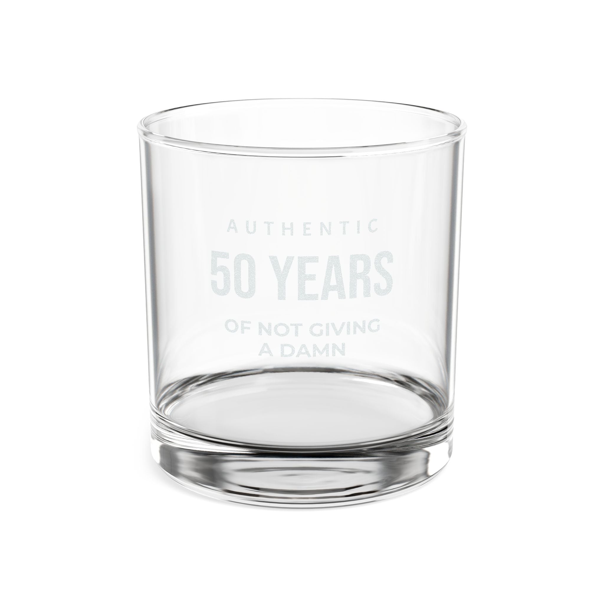 Engraved 50th Birthday Whiskey Glass – “Authentic 50 Years of Not Giving a Damn” 10.5oz