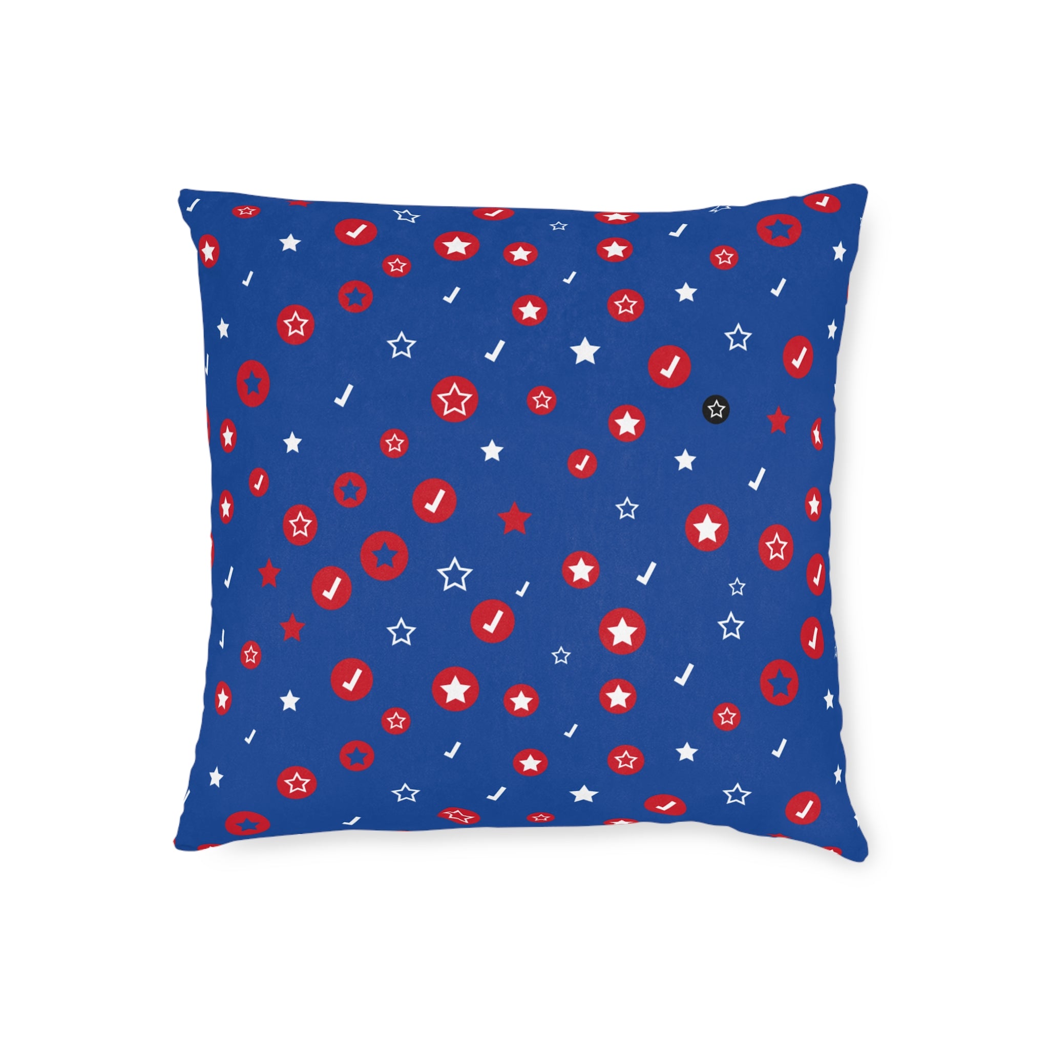 Patriotic Confetti Square Pillow — Red, White & Blue Star Pattern Decorative Throw Pillow