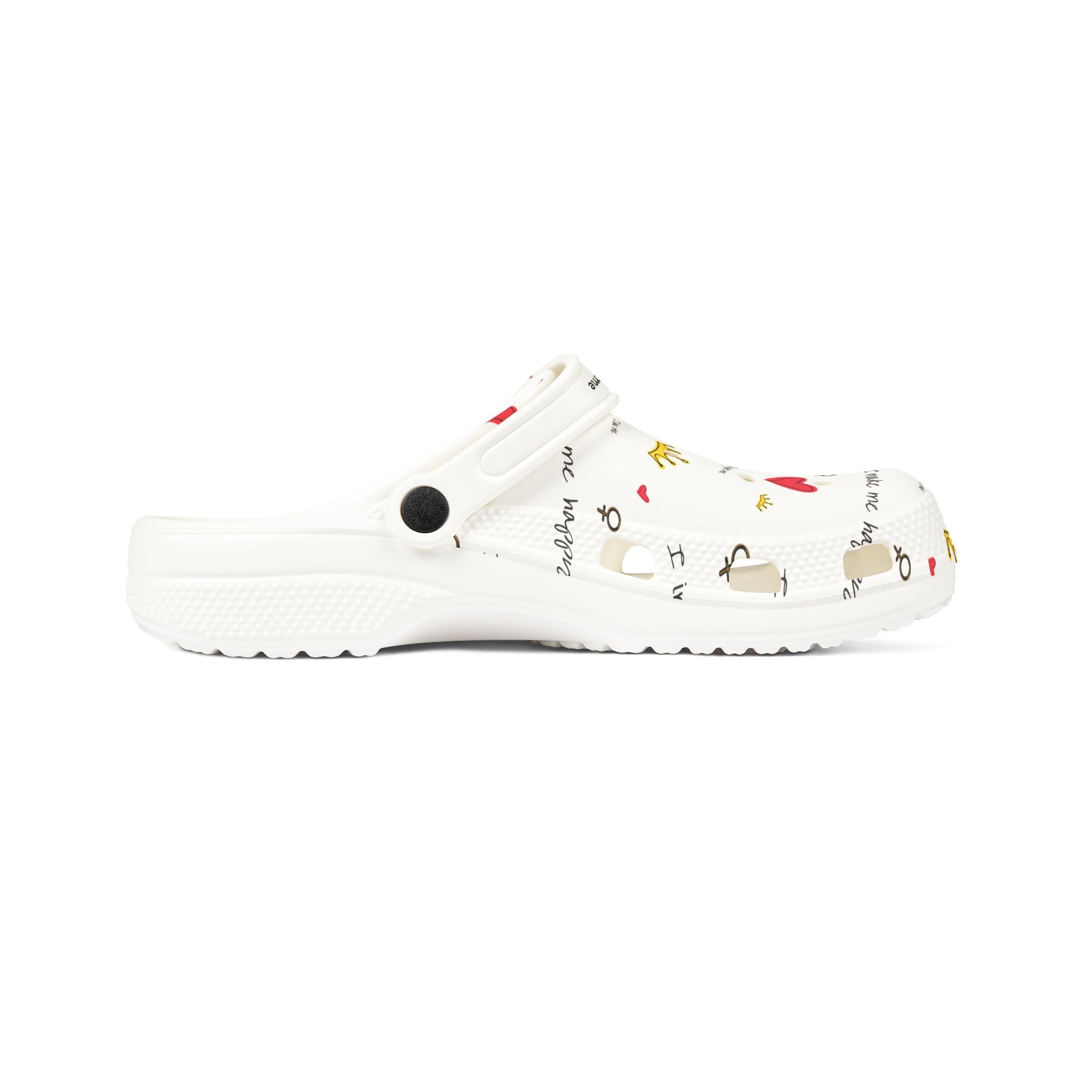 Women's Cute Patterned EVA Clogs — Hearts, Crowns & 'I Love Me' Design