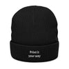 Embroidered Ribbed Beanie — 'Print it your way' Cozy Knit Hat