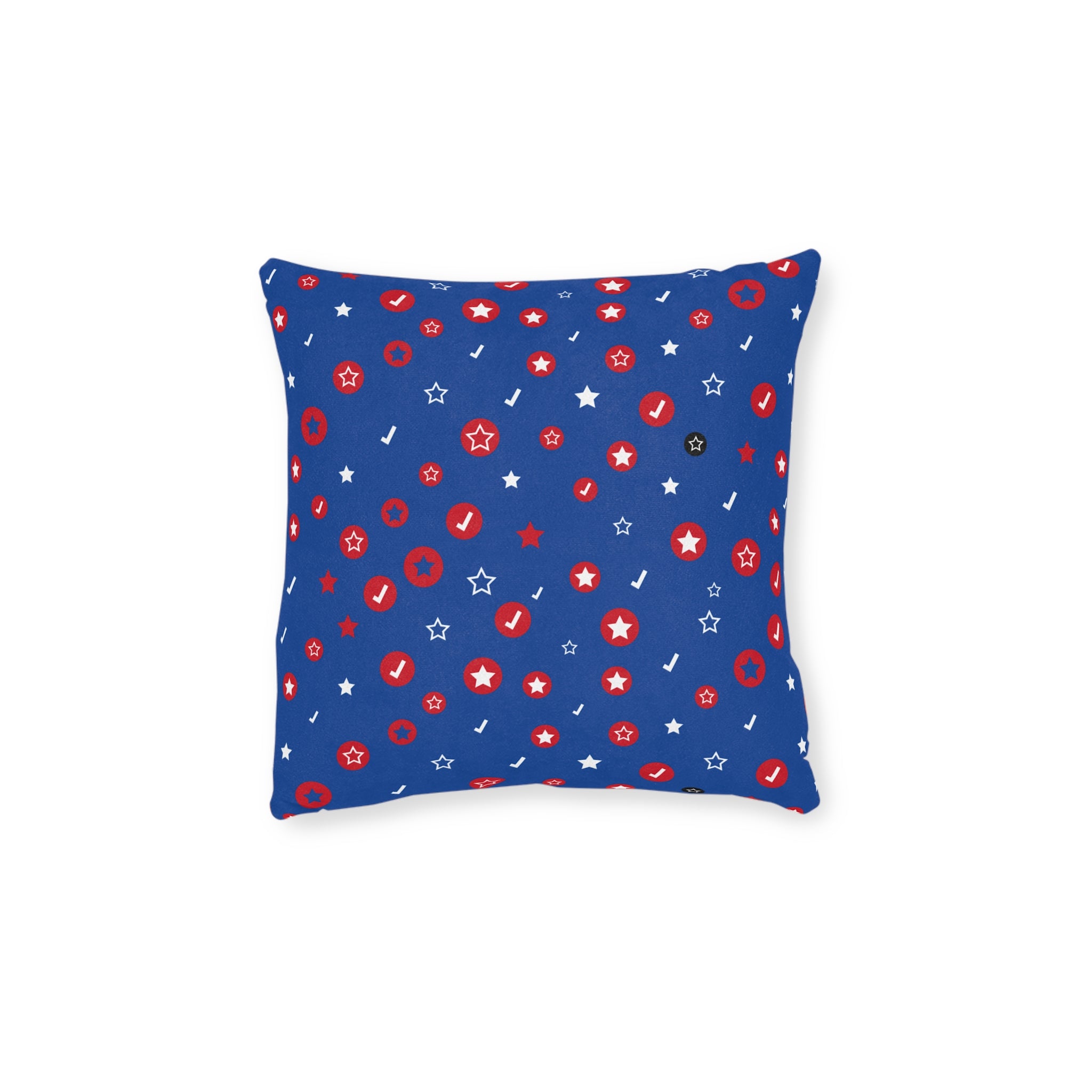 Patriotic Confetti Square Pillow — Red, White & Blue Star Pattern Decorative Throw Pillow