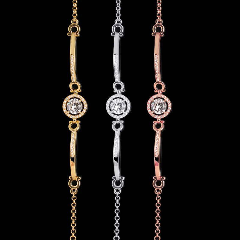 S925 Silver Plated Rose Gold Bracelet with Zirconia