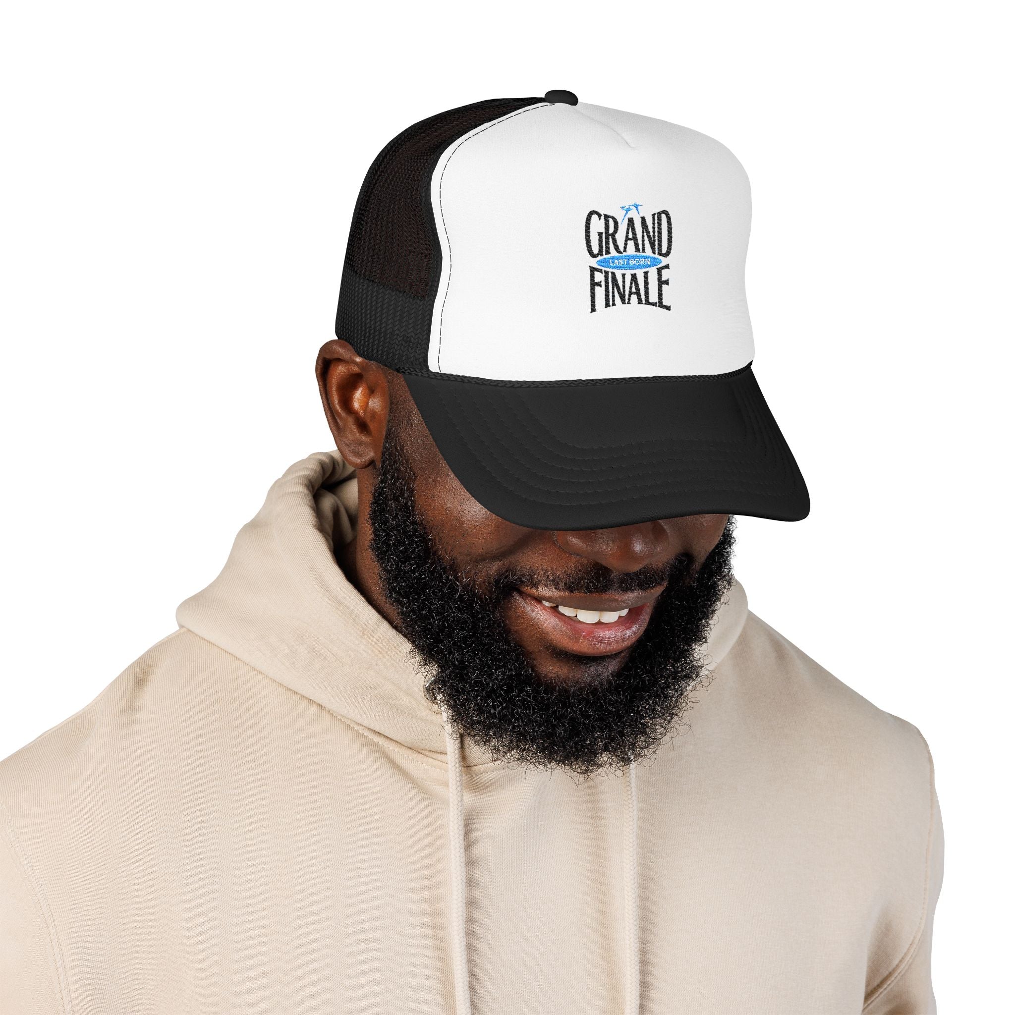 Grand Finale Trucker Hat — Foam Mesh Baseball Cap with 'Grand Finale' Embroidery