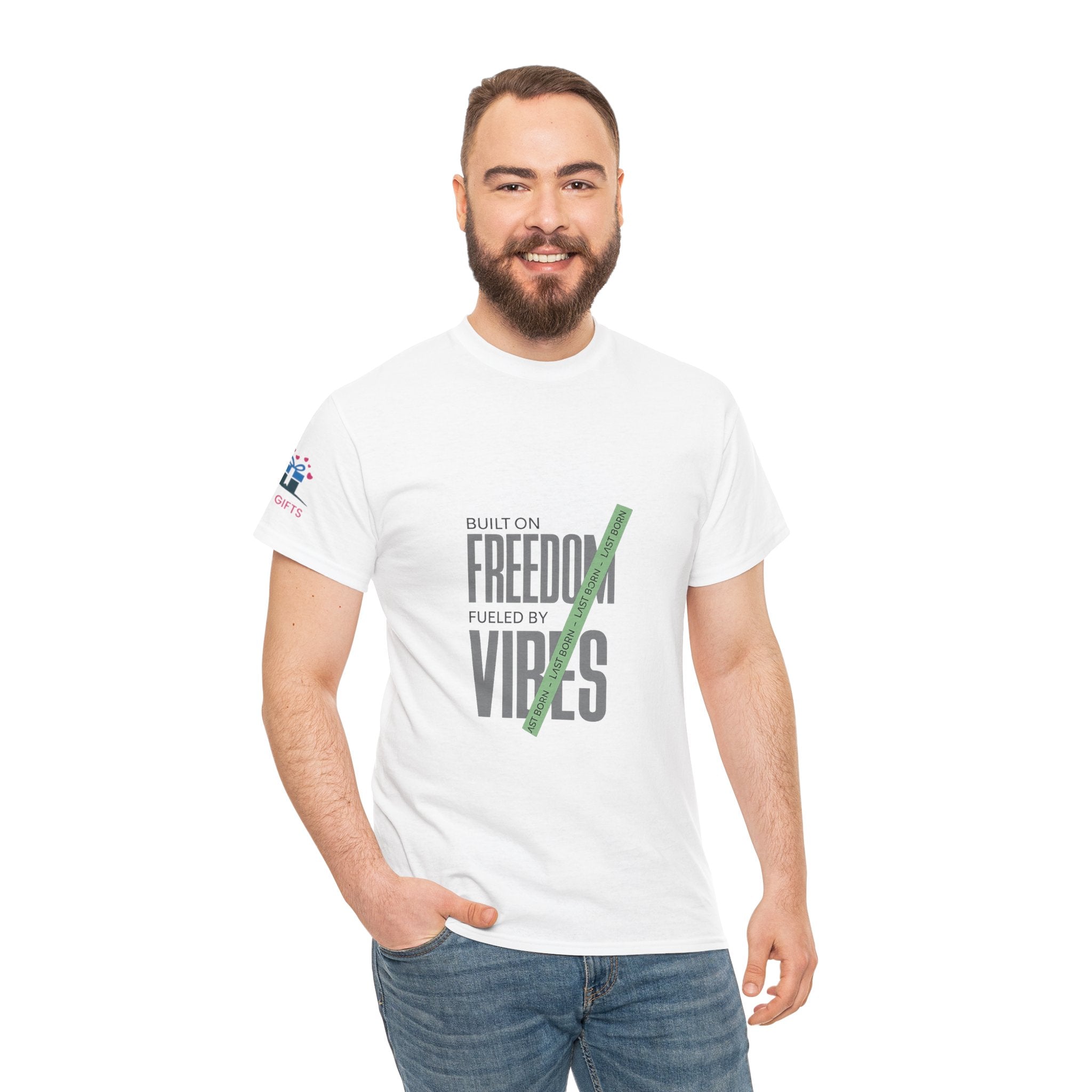 Freedom Vibes Tee — "Built on Freedom Fueled by Vibes" Graphic T-Shirt