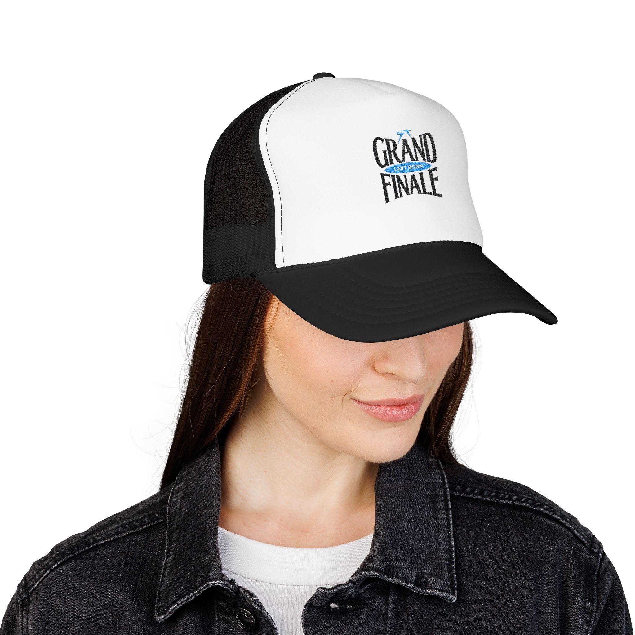 Grand Finale Trucker Hat — Foam Mesh Baseball Cap with 'Grand Finale' Embroidery
