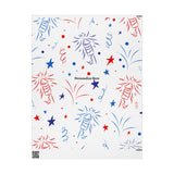 Firework Confetti Wrapping Paper — Customizable "Personalize Here" Gift Wrap (Patriotic Red & Blue)