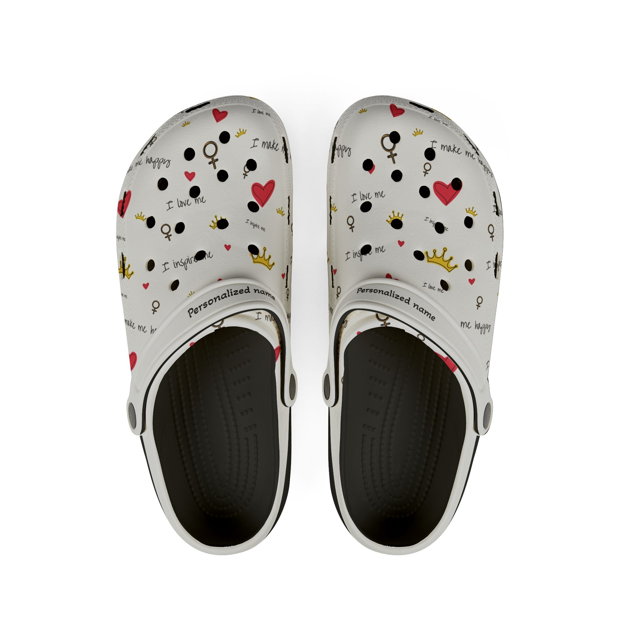 Women's Cute Patterned EVA Clogs — Hearts, Crowns & 'I Love Me' Design