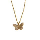 18K Gold Plated Butterfly Necklace with Zirconia Stones