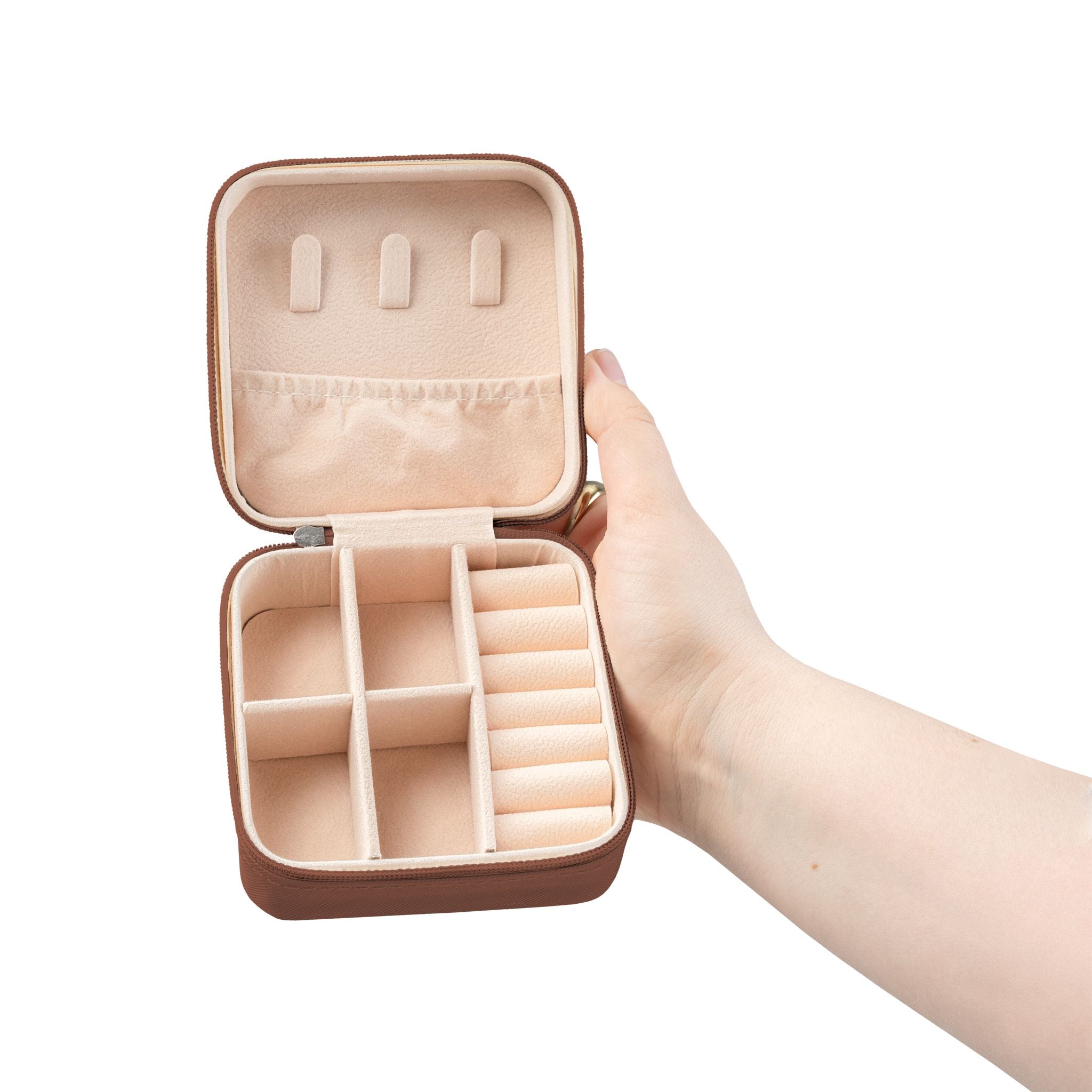 Travel Jewelry Case – Compact Pink Jewelry Organizer for Rings, Earrings & Necklaces