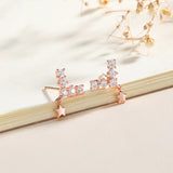 Rose Gold Star Earrings with Zirconia, S925 Silver
