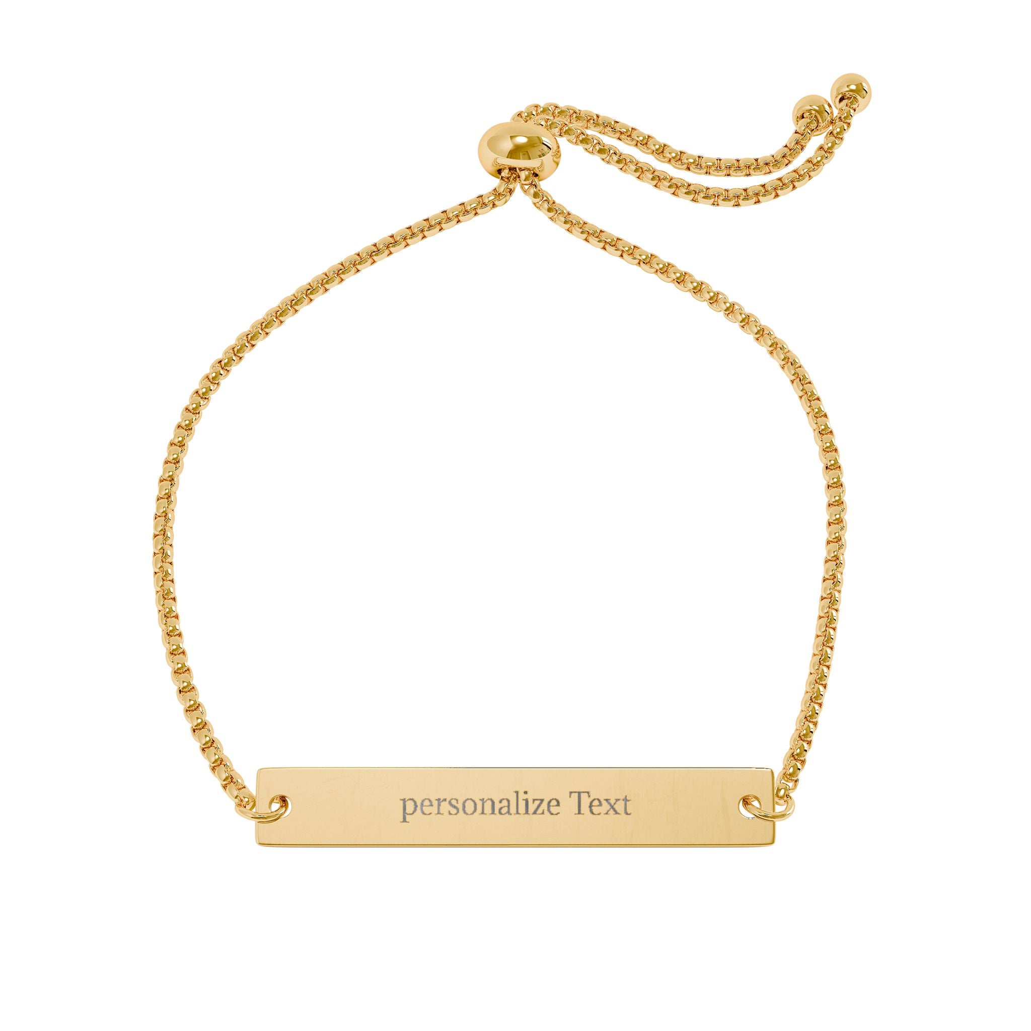 Engravable Bar Bracelet — Adjustable Gold/Rose Gold Personalized ID Bracelet