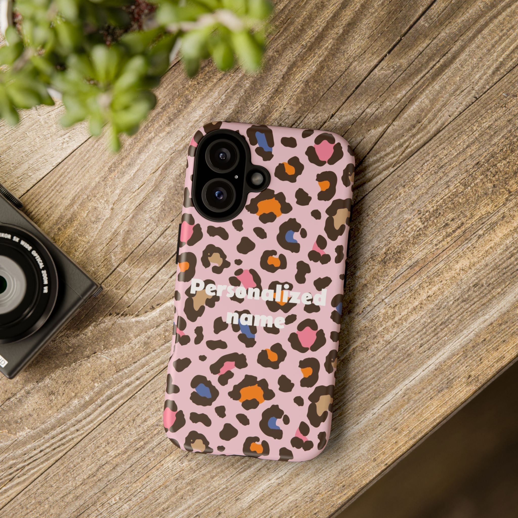 Personalized Pink Leopard Tough Case — Custom Name Phone Case