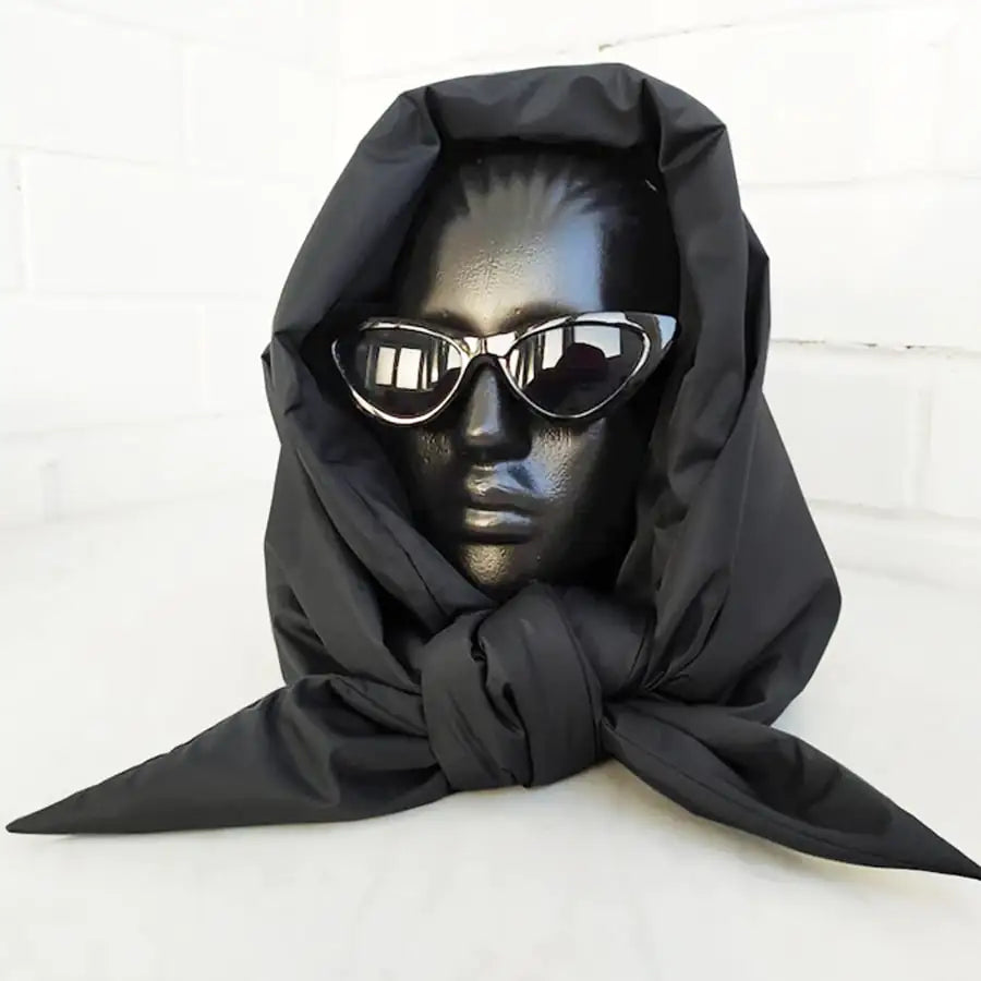 Quilted Triangle Puffer Headscarf Shawl Hood