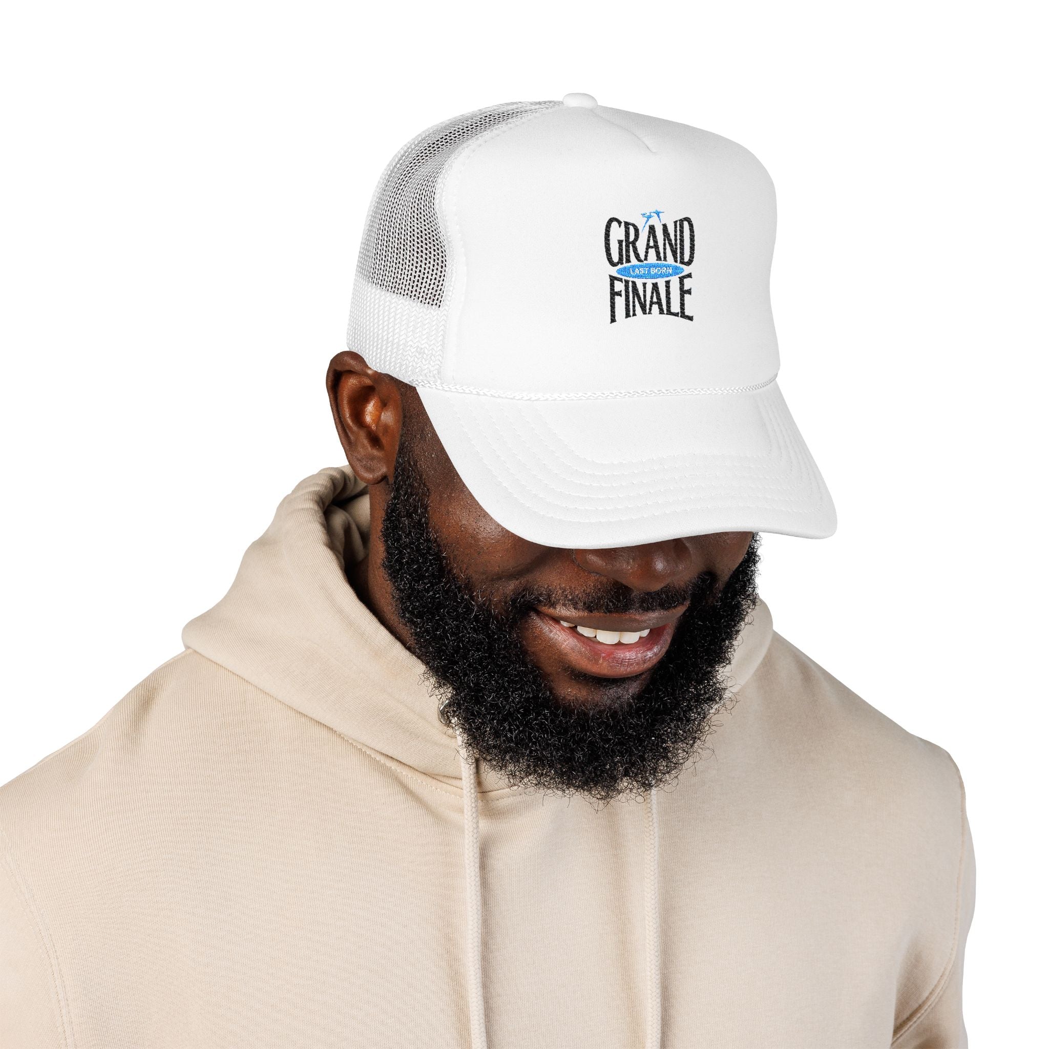 Grand Finale Trucker Hat — Foam Mesh Baseball Cap with 'Grand Finale' Embroidery