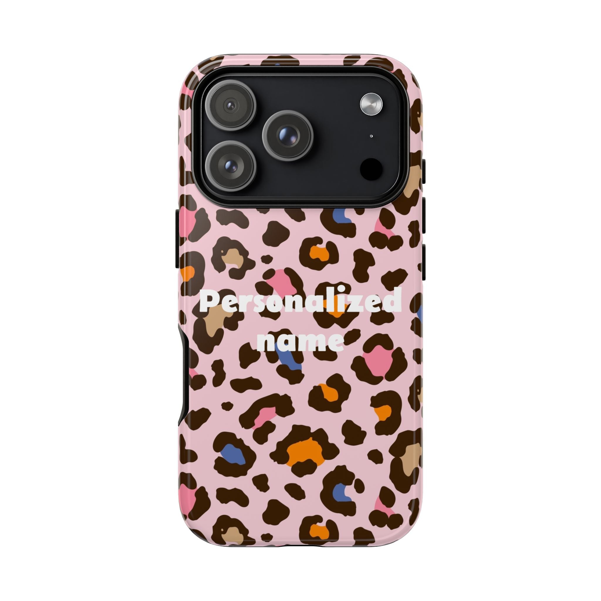 Personalized Pink Leopard Tough Case — Custom Name Phone Case
