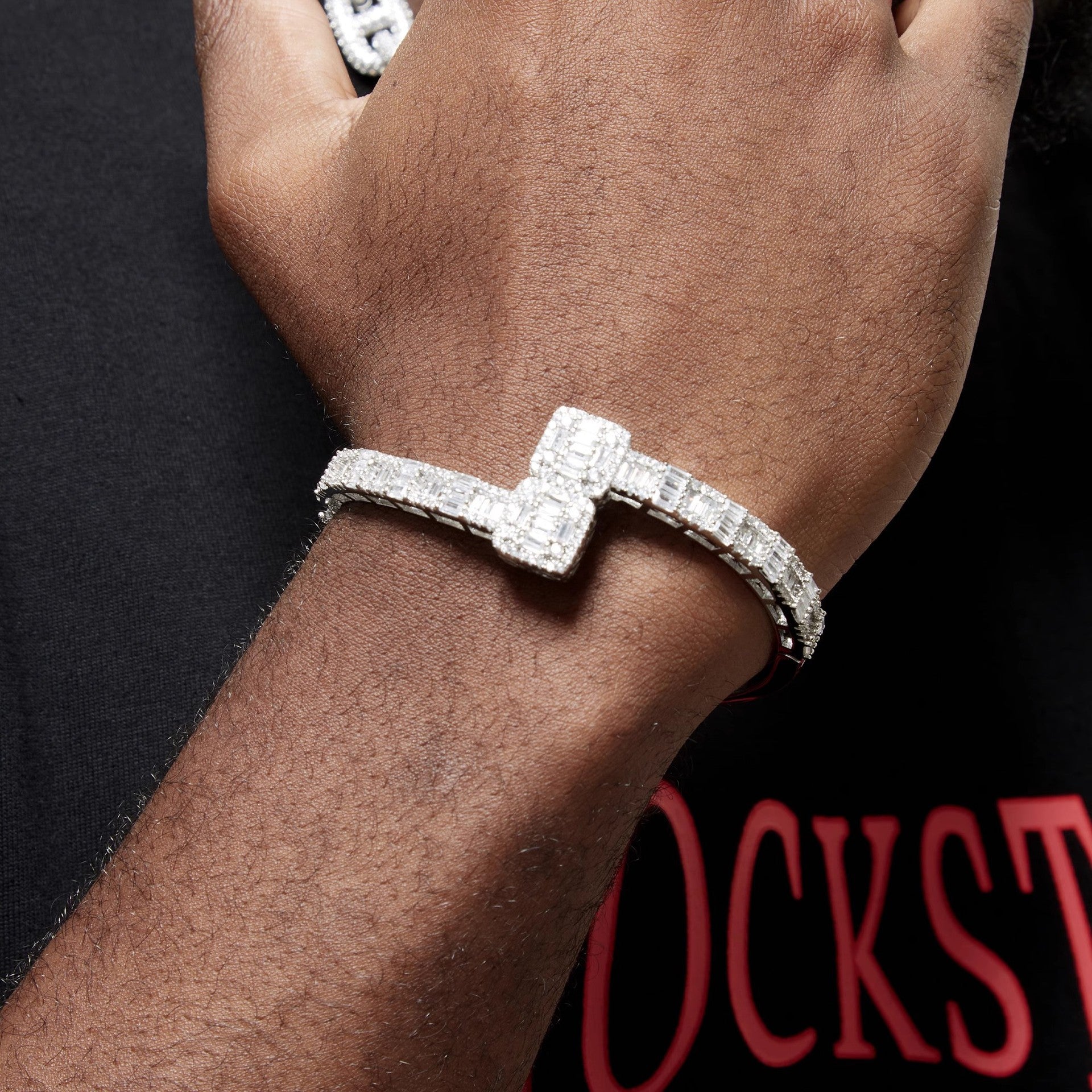 Gold Plated Men's Bracelet with HT Cubic Zirconia