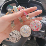 Multicolor Rhinestone Crystal Ball Keychain with Leather Strap