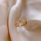 Gold-Plated Butterfly Ring with Zirconia Stones
