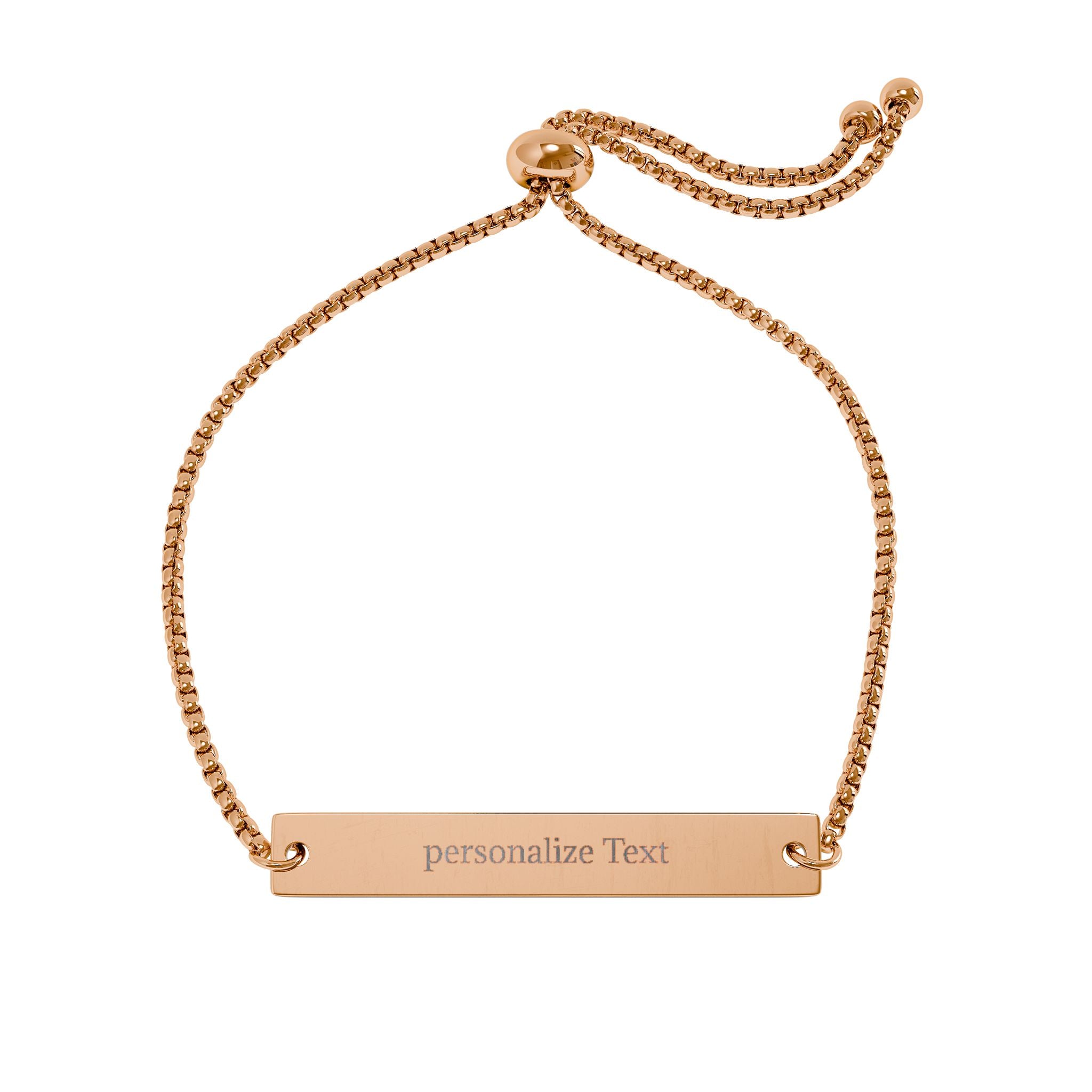Engravable Bar Bracelet — Adjustable Gold/Rose Gold Personalized ID Bracelet