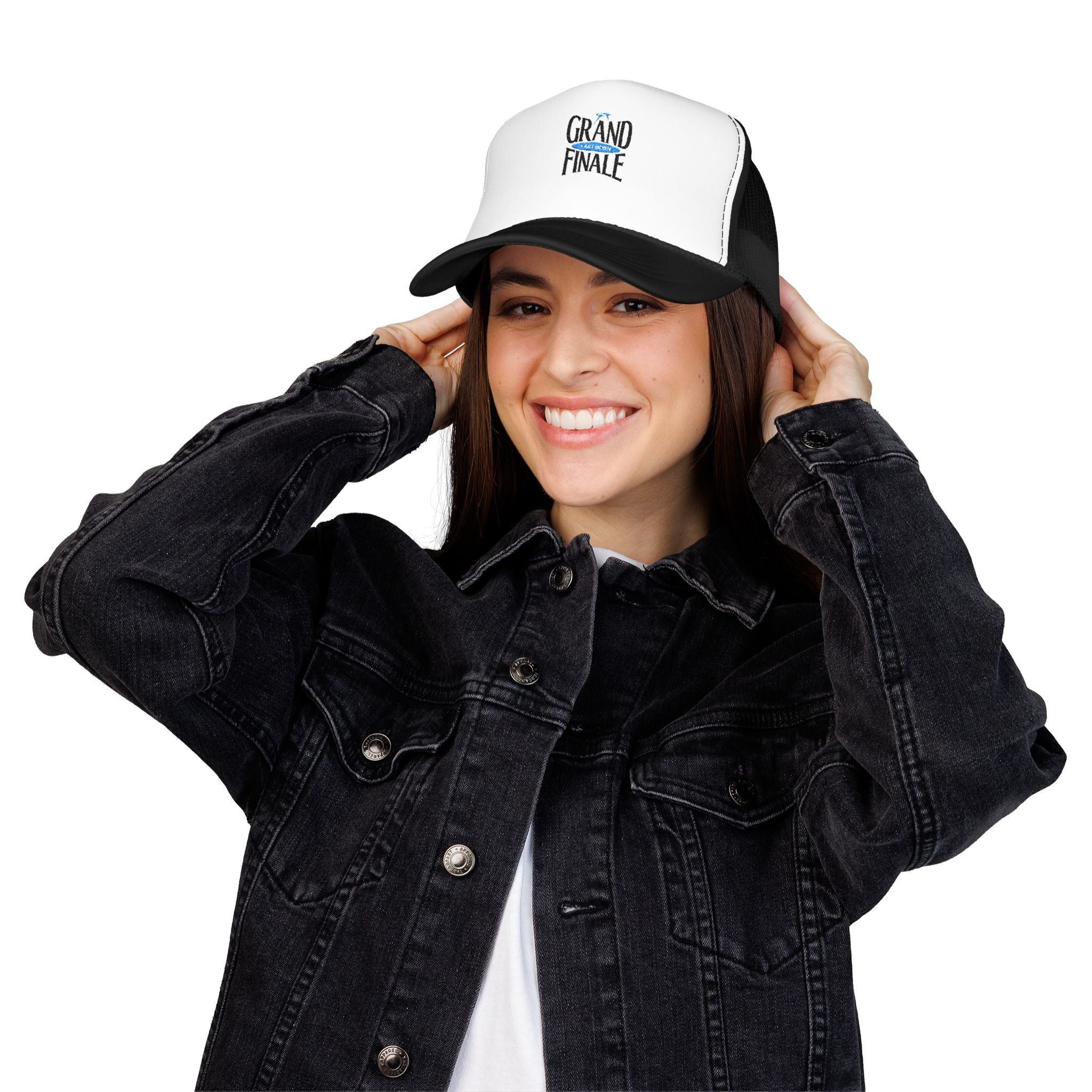 Grand Finale Trucker Hat — Foam Mesh Baseball Cap with 'Grand Finale' Embroidery
