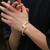 Gold Plated Men's Bracelet with HT Cubic Zirconia