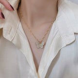 18K Gold Plated Butterfly Necklace with Zirconia Stones