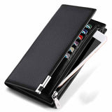 Men's Leather Wallet with Multiple Card Slots and Zipper