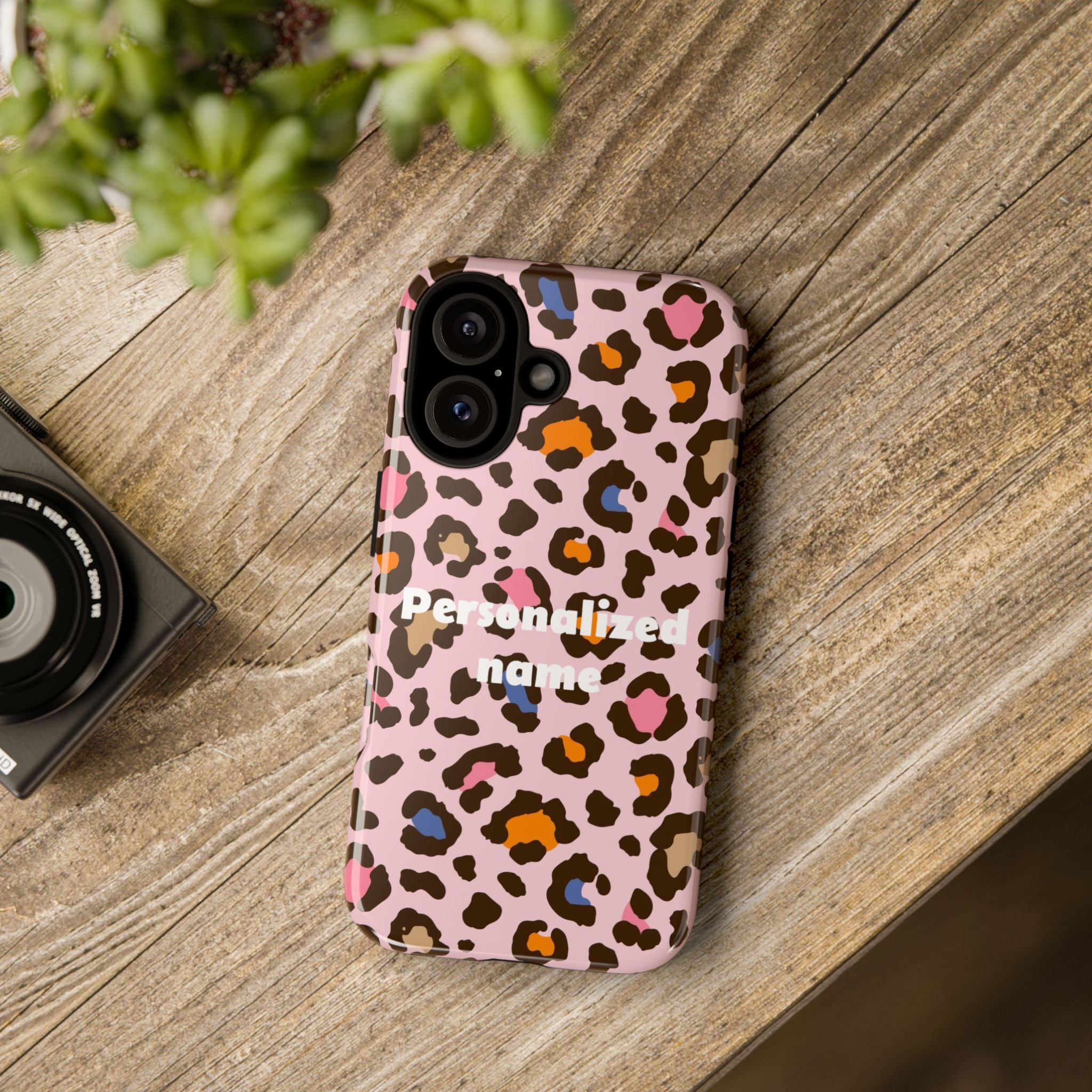 Personalized Pink Leopard Tough Case — Custom Name Phone Case