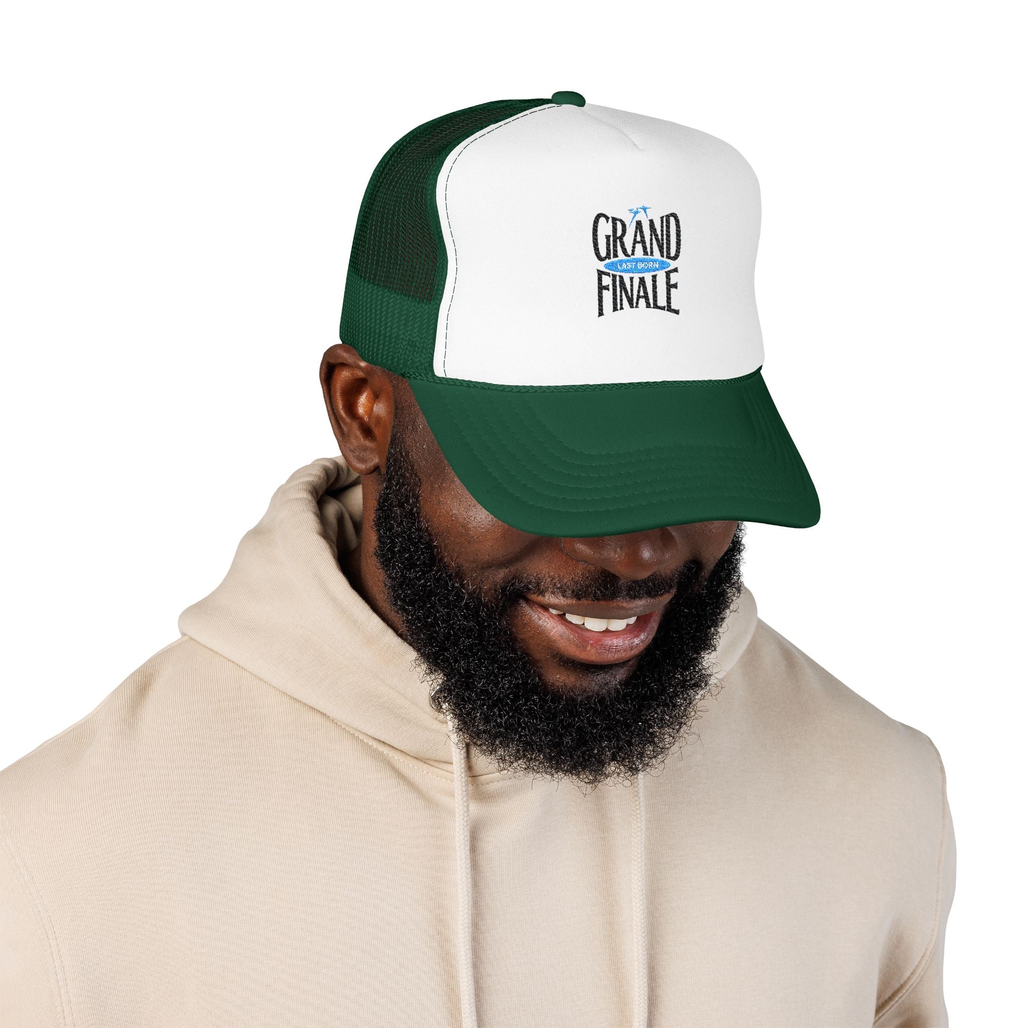 Grand Finale Trucker Hat — Foam Mesh Baseball Cap with 'Grand Finale' Embroidery