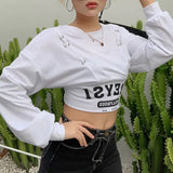 2020 Autumn Winter Women's Letter Print Crop Top