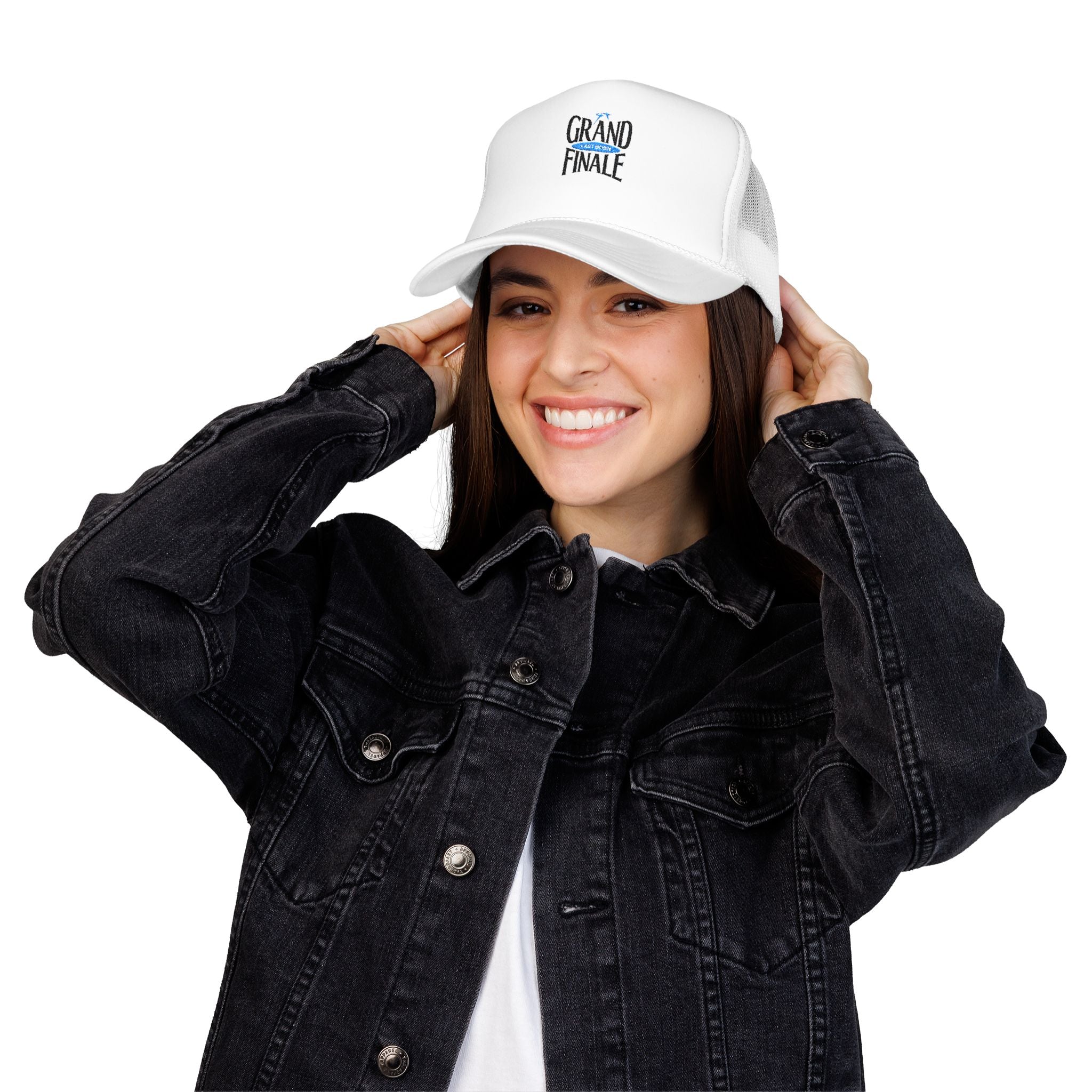 Grand Finale Trucker Hat — Foam Mesh Baseball Cap with 'Grand Finale' Embroidery