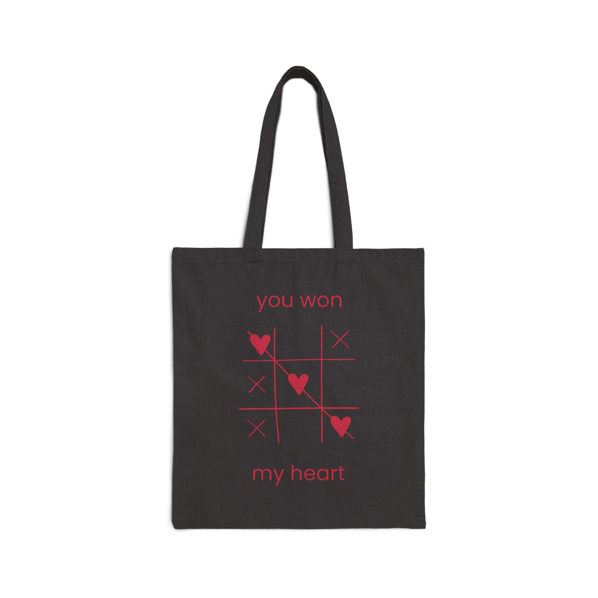 Canvas Tote Bag — "You Won My Heart" Valentine Tic-Tac-Toe Gift Tote