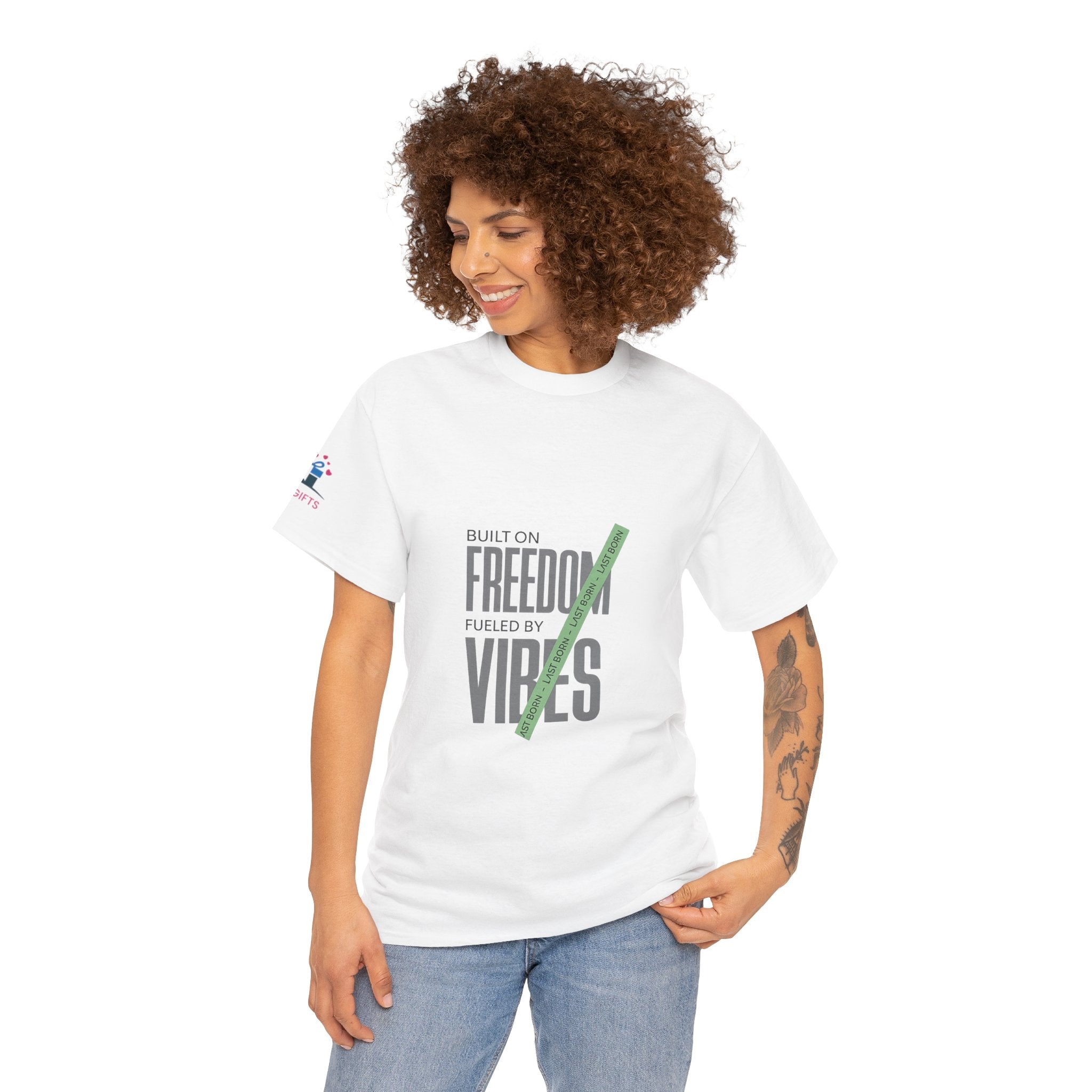 Freedom Vibes Tee — "Built on Freedom Fueled by Vibes" Graphic T-Shirt