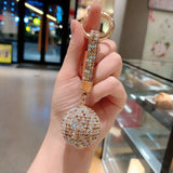 Multicolor Rhinestone Crystal Ball Keychain with Leather Strap