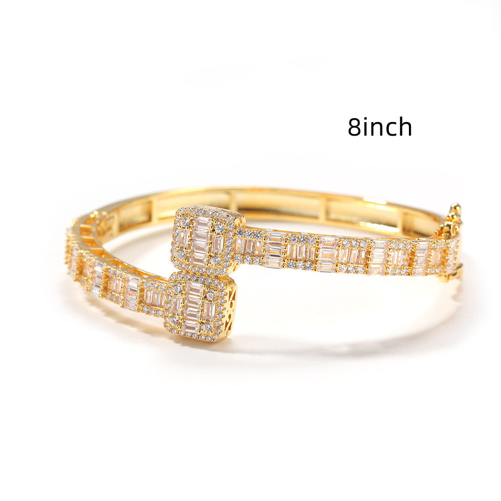 Gold Plated Men's Bracelet with HT Cubic Zirconia