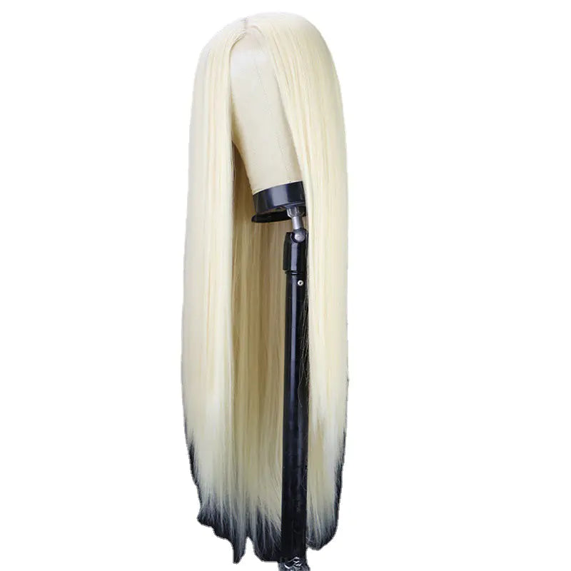 Natural Black Long Straight Headgear with Non-Marking Fiber