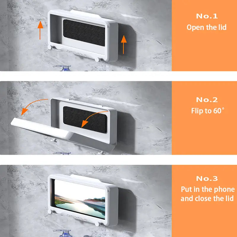 Waterproof Shower Phone Holder with Anti-Fog Touch Screen