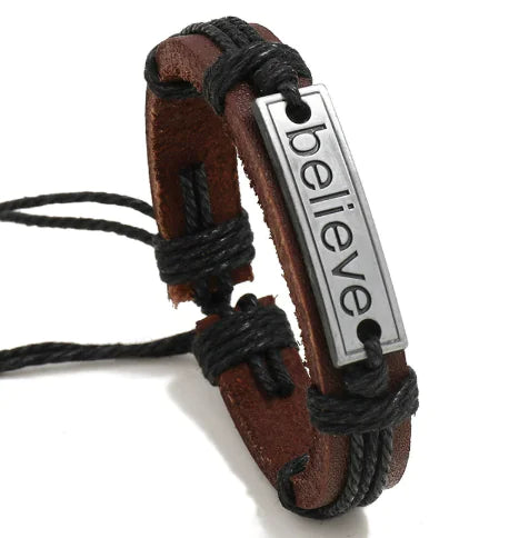 I Love Jesus Leather Letter Bracelet (One Piece)