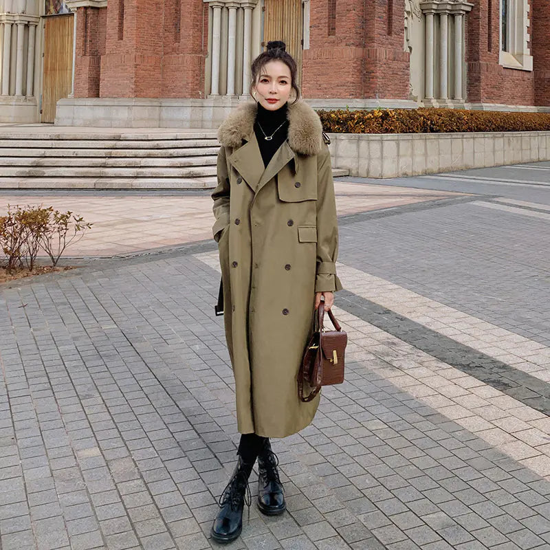 Women's Loose Over-the-Knee Thick Stitching Coat