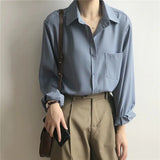 Vintage Autumn Korean Loose Casual Long Sleeve Shirt