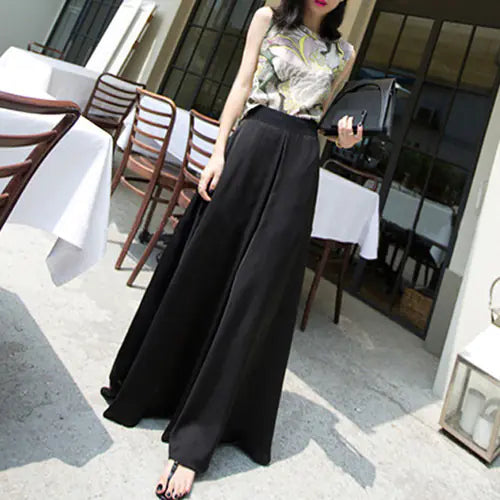 High-Waisted Chiffon Wide-Leg Trousers for Women