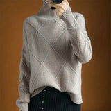 Wool High-Neck Thick Knitted Sweater for Women