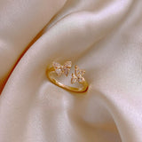 Gold-Plated Butterfly Ring with Zirconia Stones