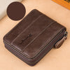 Men's Short Leather Wallet with Multi-Function Zipper