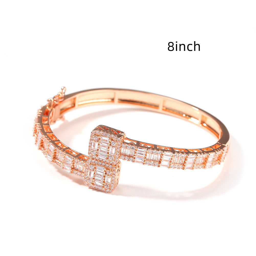 Gold Plated Men's Bracelet with HT Cubic Zirconia