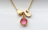 Customized Birthstone Necklace with Heart and Letter