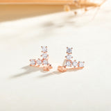 Rose Gold Star Earrings with Zirconia, S925 Silver