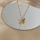 18K Gold Plated Butterfly Necklace with Zirconia Stones